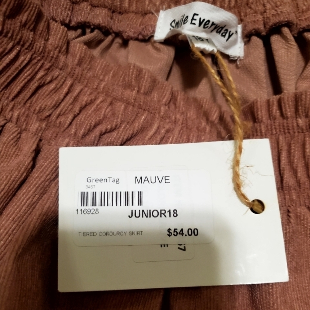 Smile Everyday Girls Tiered Mauve Corduroy Fairy Cottagecore Skirt Sz 18y XL NWT - Picture 6 of 9